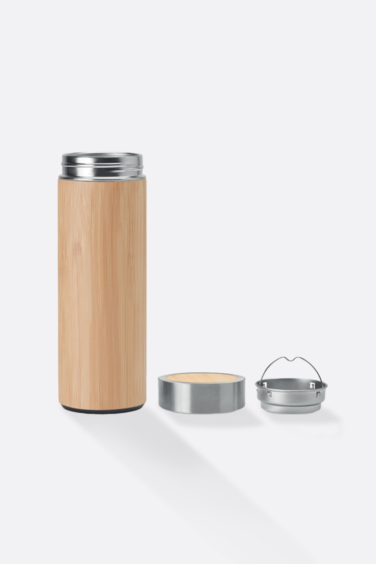 Thermos avec enveloppe en bambou MerchUp