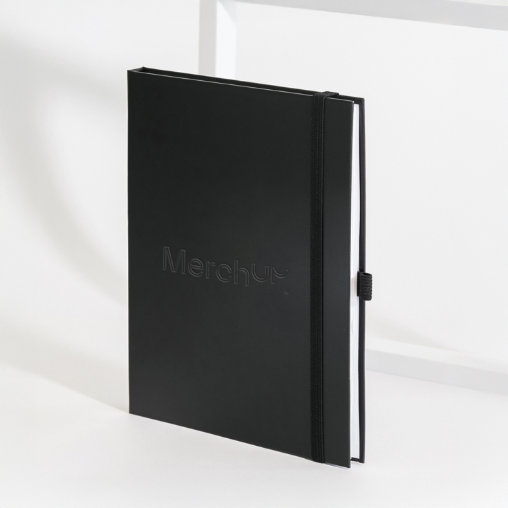 Firmenkleidung als Markeninszenierung, Notizbuch mit Logo