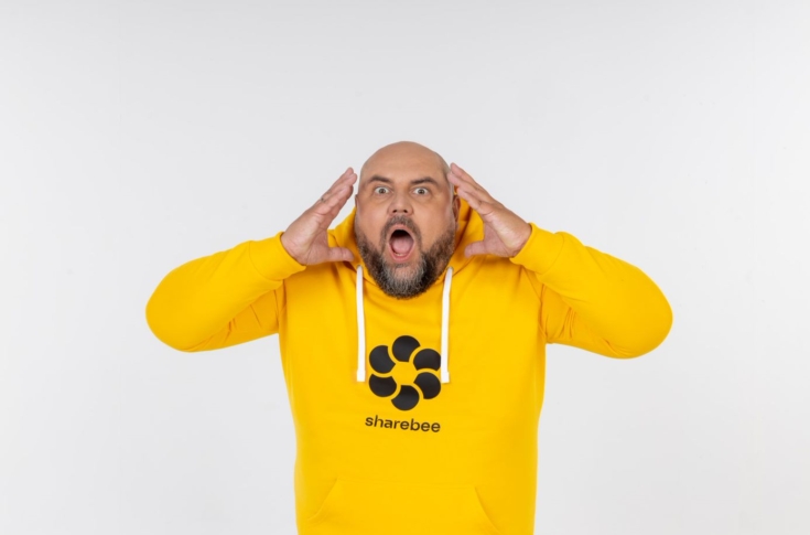 Sharebee Markenbotschafter, gelbe Sweatshirts