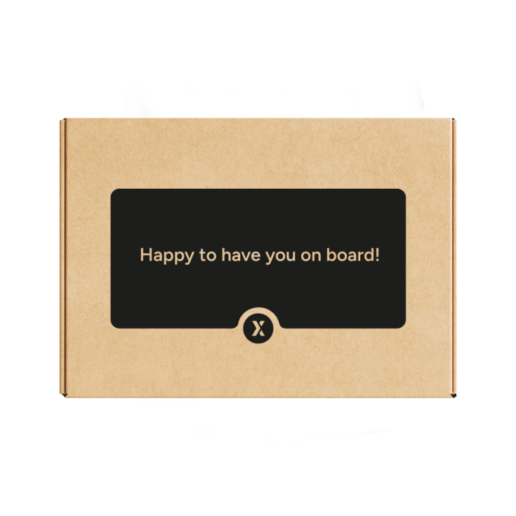 Kraft cardboard box using brand branding sticker, eco welcome pack