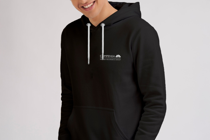 Sweatshirts for job fair for Compensa team